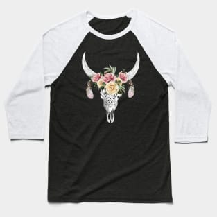 Cow skull floral 1 Baseball T-Shirt